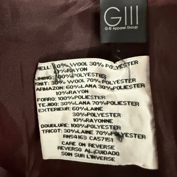 Kenneth Cole New York Deep Burgundy Pea Coat - Picture 2 of 2